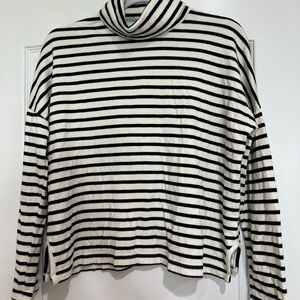 Madewell Black and White Striped Knit Top - Turtleneck